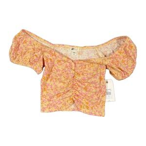 Billabong Women'S Pretty Sweet Womens Floral Off Shoulder Crop Top Nectar Medium